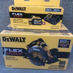 FLEXVOLT 60V MAX Lithium-Ion Cordless Brushless 7-1/4 in. Circular Saw with Brake with FLEXVOLT 6Ah Battery and Charger New