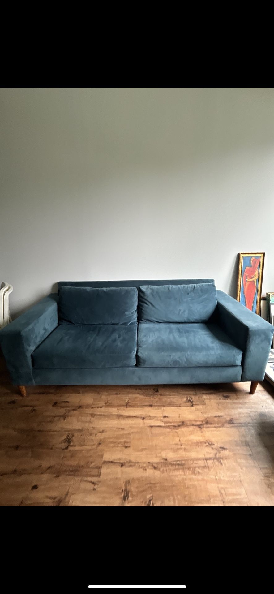 West Elm York Modern Sofa- Blue Lagoon
