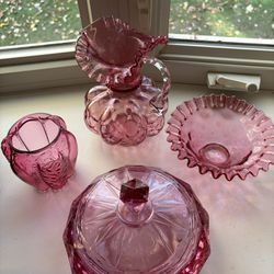 4 Pieces Cranberry Glass