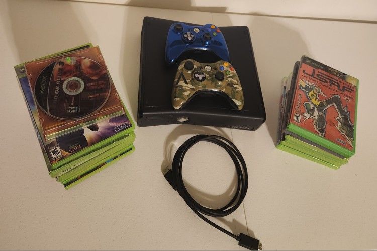 Xbox 360 Console + 30 Games + 2 Controllers - Console In Great Condition