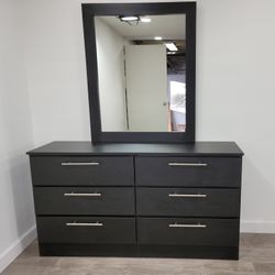 ✨BLACK DRESSER WITH MIRROR- COMODA NEGRA CON ESPEJO 
