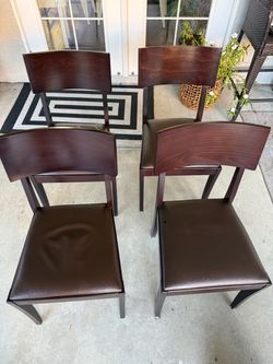 Set of 4 Dark Wood Dining Chairs