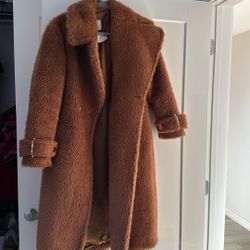 Brown Teddy Coat | Size 10–12 | Like New