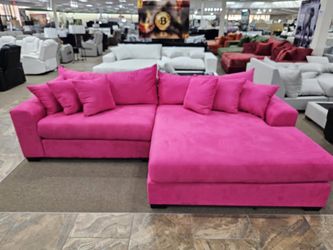 🩷NEW BARBIE PINK OVERSIZED SECTIONAL Chaise Living Room Sofa 💥$10 Down