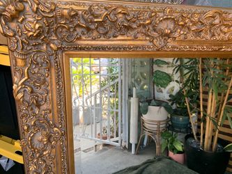 Vintage Large Gold Ornate Baroque Wall Mirror 60” by 50” in very good shape