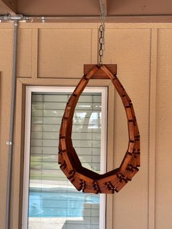 Hanging Plant Baskets (2) wood with metal chains.