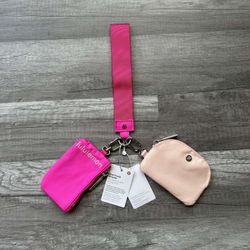 Lululemon Dual Pouch Wristlet Pink and Peach New With Tags