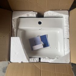 Turner Vitreous China 20 in. W x 16 in. D x 5 in. H Wall-Mount/Vessel Sink with Faucet Hole and Overflow in White 