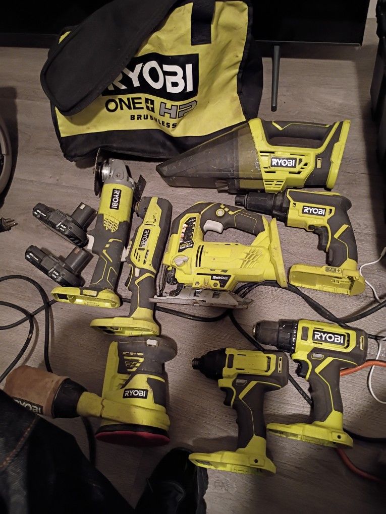 Ryobi 18V One + Cordless 8-Tool Set w/ (2) 2 AH Battery and Bag