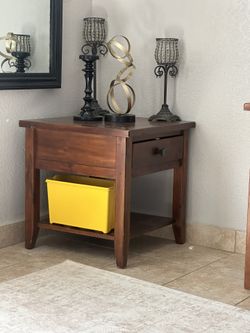 Pair of 24" Square Rustic End Tables with Drawer & Storage