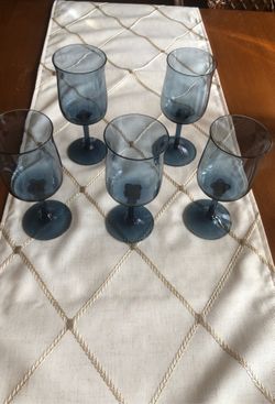 5 Sapphire blue wine glasses