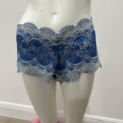 New with Tags Victoria Secret Blue & White Culotte / Boy Short Size L