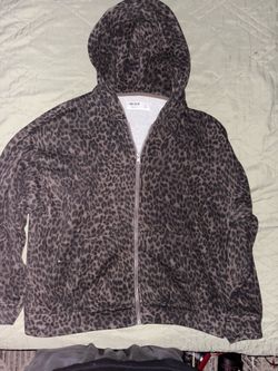 Hollister leopard print boxy zip up