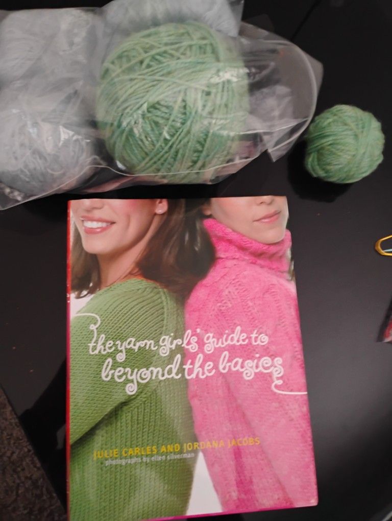 New Knitting Book, Few Balls Of Yarn And Basic Tools..