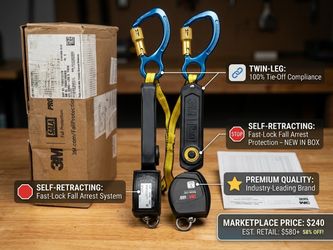🏗️ 3M DBI-SALA Nano-Lok Twin-Leg SRL Lanyard ((contact info removed)) - BRAND NEW IN BOX 🎛️