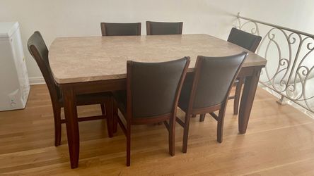 Marble dining table with 6 chairs
