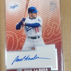 DODGERS PAUL LO DUCA AUTOGRAPH BASEBALL CARD