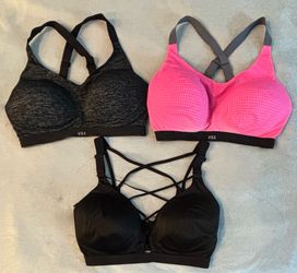 lot of 3 VSX Sport Victoria’s Secret Black/Pink sports bras - sz 34DD