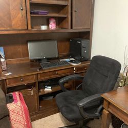 Executive style Computer Desk & Hutch. Also Side Desk With Drawer.  Made Out Of Cherry Wood