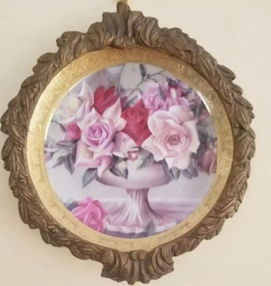 Antique Decorative Wall Plate With Bronze Frame