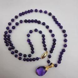 14k Gold Amethyst And Australian Opal Necklace 