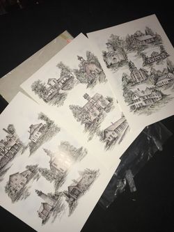 Lot of 3 signed lithographs by Susan Chaffee Ohio artist old Ohio architecture landscapes