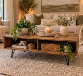 Rustic Farmhouse Wood Coffee Table – Modern Industrial Style