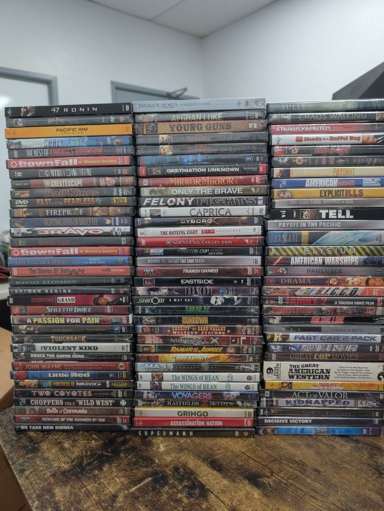 100 New Sealed DVD Movies - Action, Fantasy, Sci-Fi ($25 For Everything)