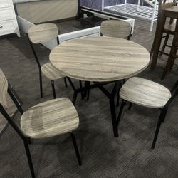 Rustic Gray Round Table Set 