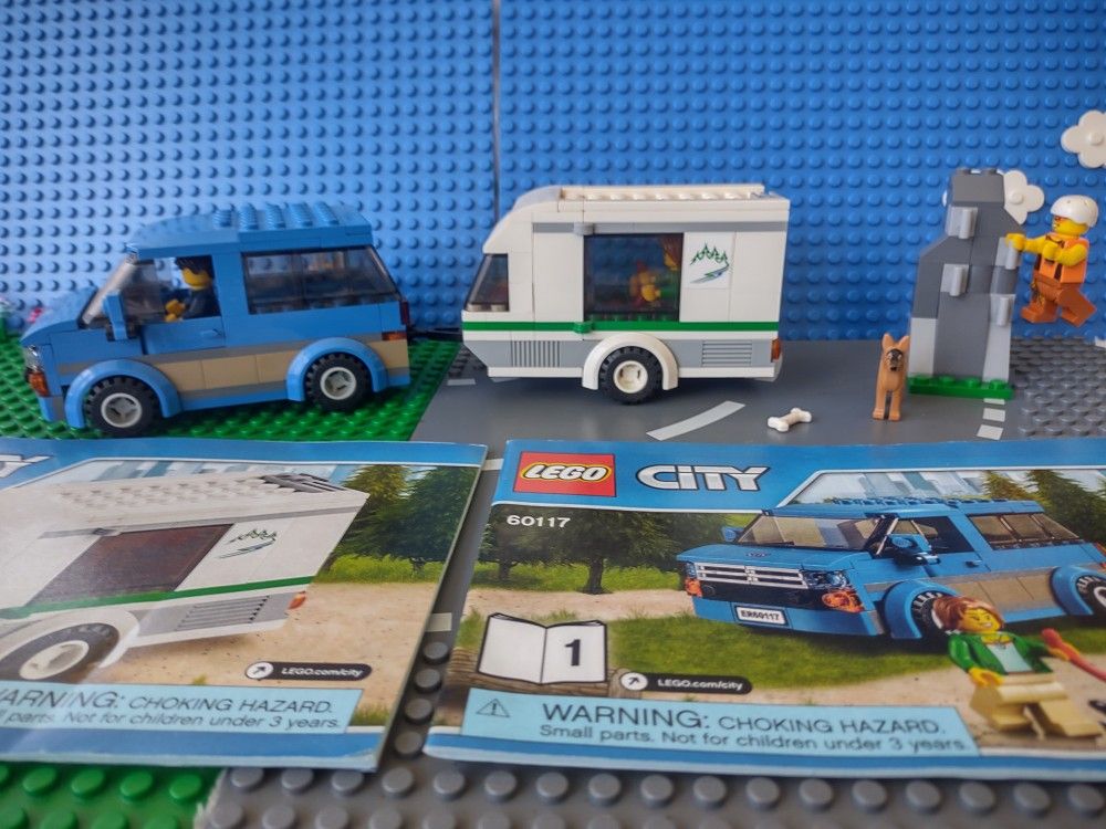 Lego City Van And Caravan Plus Extra Rock Wall Climber