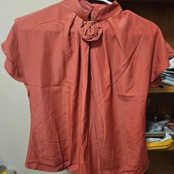 Martina California Rust Orange S/S Blouse Lg 1970s