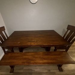 Real Wood Dining Room Table With Benches