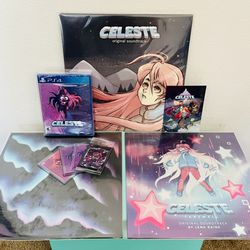 Celeste PS4 Game + Trading Cards + B-sides Cassette Tape + Soundtrack Vinyl Bundle