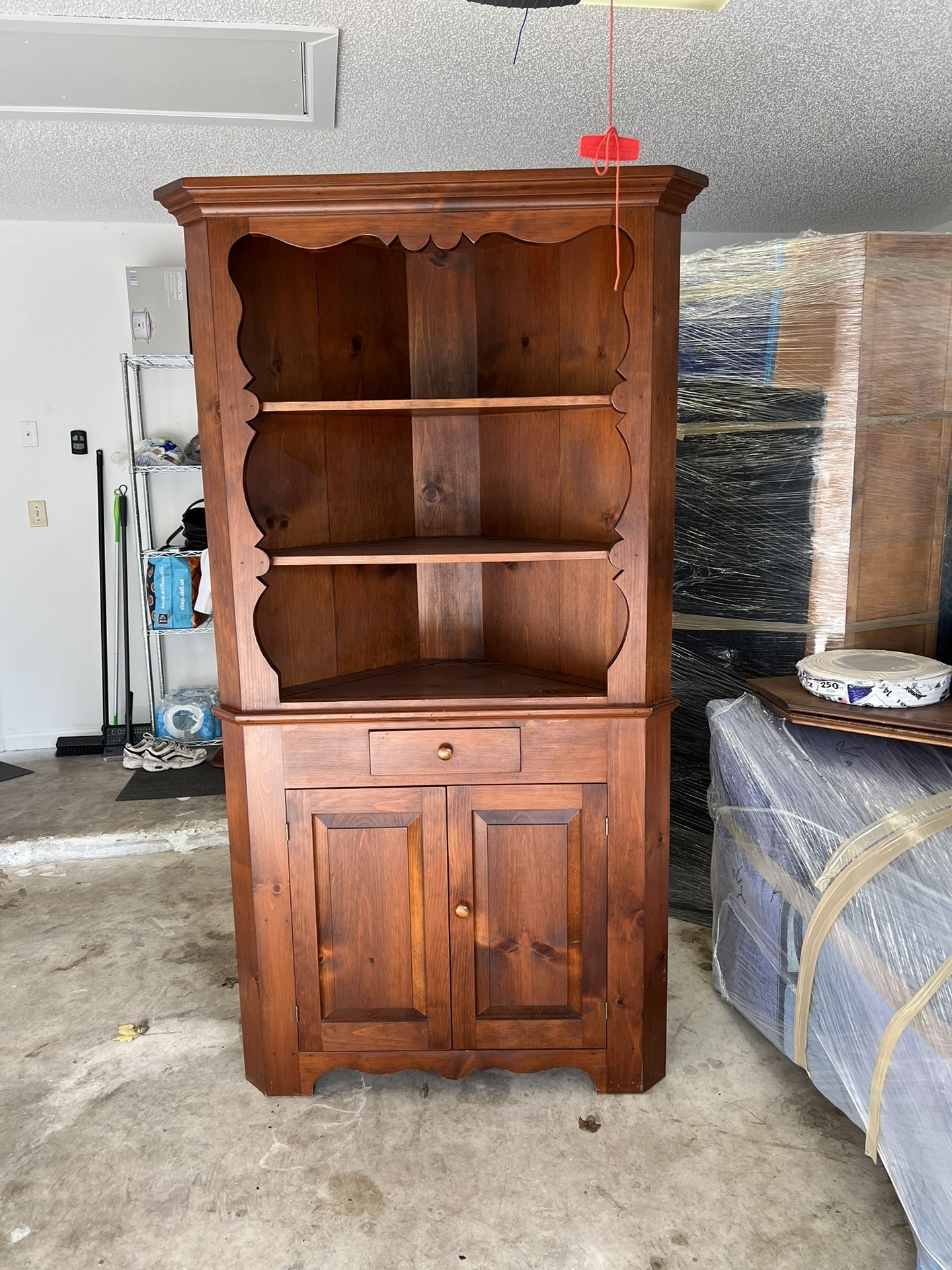Solid Honey  Pine Corner Cabinet