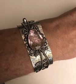 Kunzite 925 Sterling Silver Cuff Bracelet 