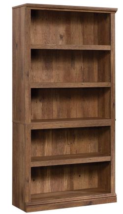 5-Shelf Rustic Brown Bookcase