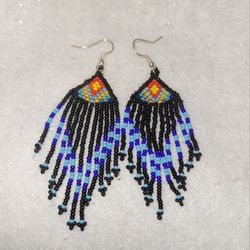 Alaskan Hand Made Seed Bead 3.5"  Earrings