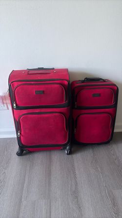 Red and Black Soft-Side Luggage Set