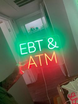 Neon light sign atm
