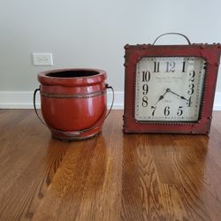 Clock And Plant Pot For Sale