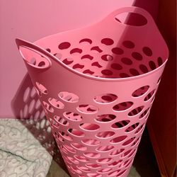 Pink laundry basket