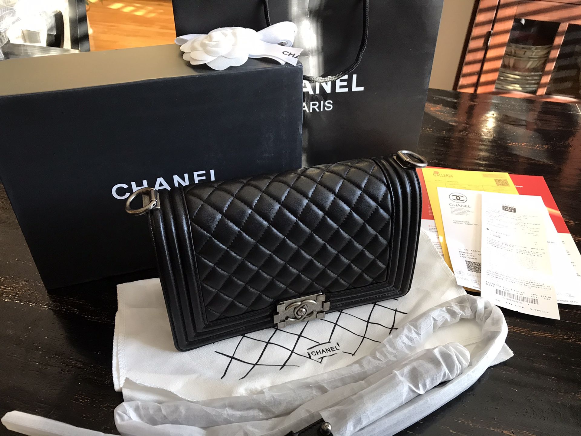Chanel Quilted Lambskin Le Boy Medium Black Flap Bag