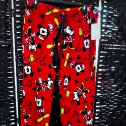 NWT Disney Mickey & Minnie Mouse Fleece Pajama Pants Women's L