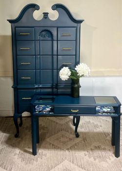 Elegant tall, dresser and desk to match