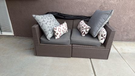 Lounge, chairs, and table with loveseat Lounge, chairs, and table with loveseat
