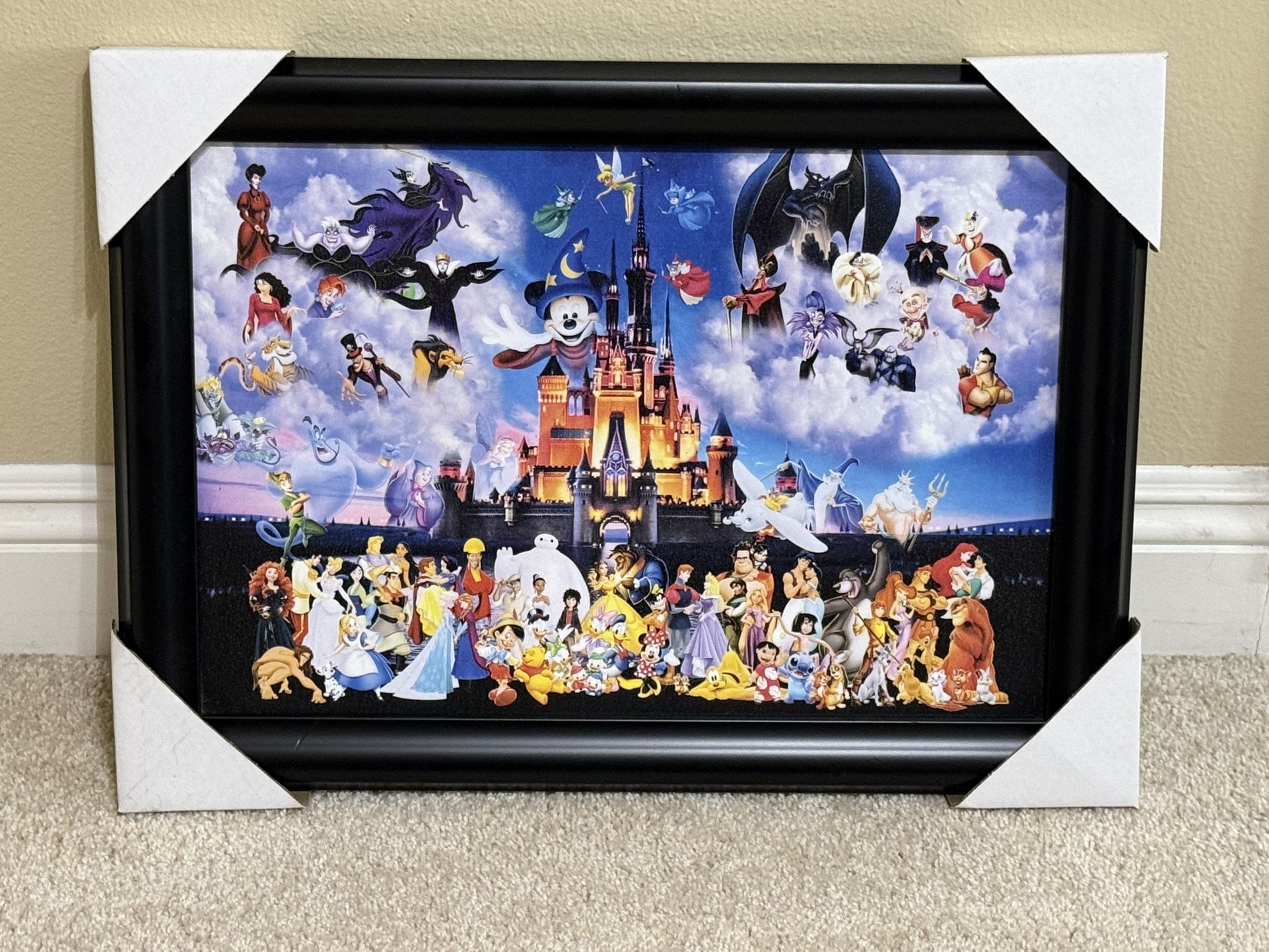 Framed Disney Castle Character Collage