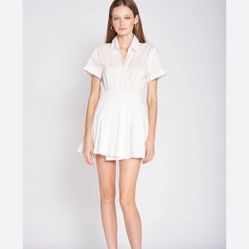 EN SAISON Noemi Poplin White Tennis Romper US S 