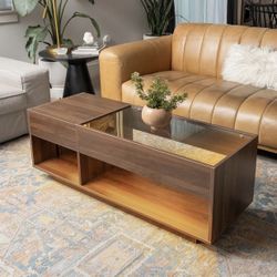 Wood Coffee Table with LED Light