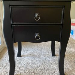 Black End Table With Two Drawers