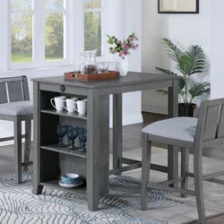 3 Piece Counter Height Set In Grey Finish 